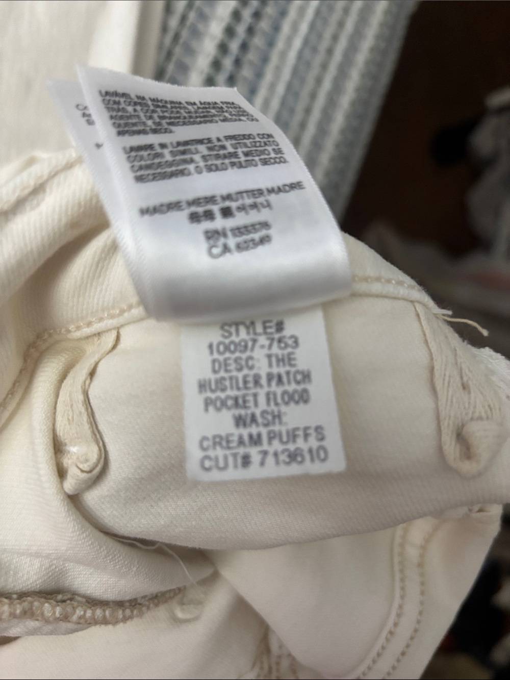 MOTHER Cream Puffs Ankle Jeans - “HUSTLER PATCH POCKETS”